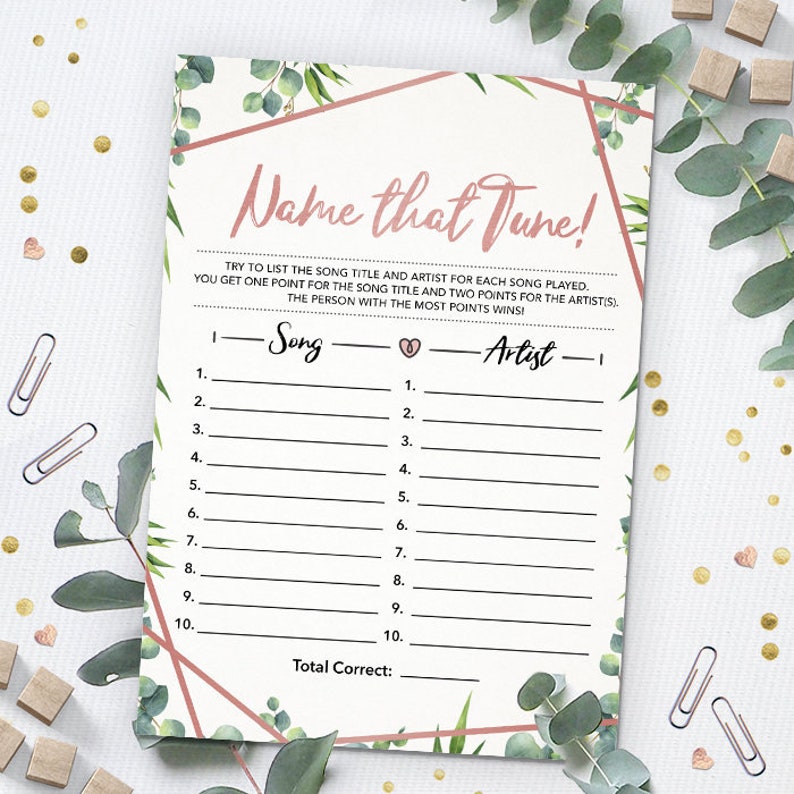 Name That Tune Name That Song Bridal Shower Game Instant Etsy