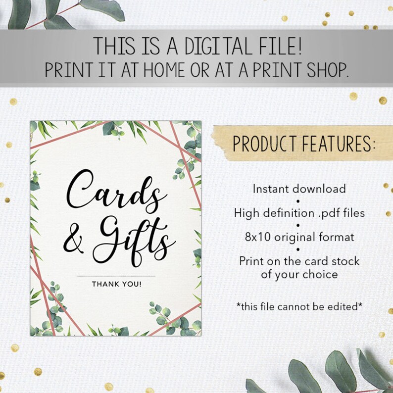 Greenery Printable Sign Cards and Gifts Sign Instant Download Bridal Shower Rose Gold Bridal Shower Sign Bridal Shower Sign Greenery