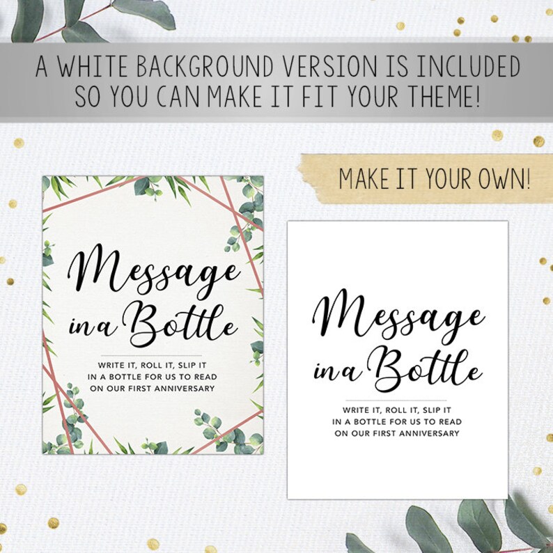 Message in a Bottle Printable Sign Bridal Shower Decor | Etsy