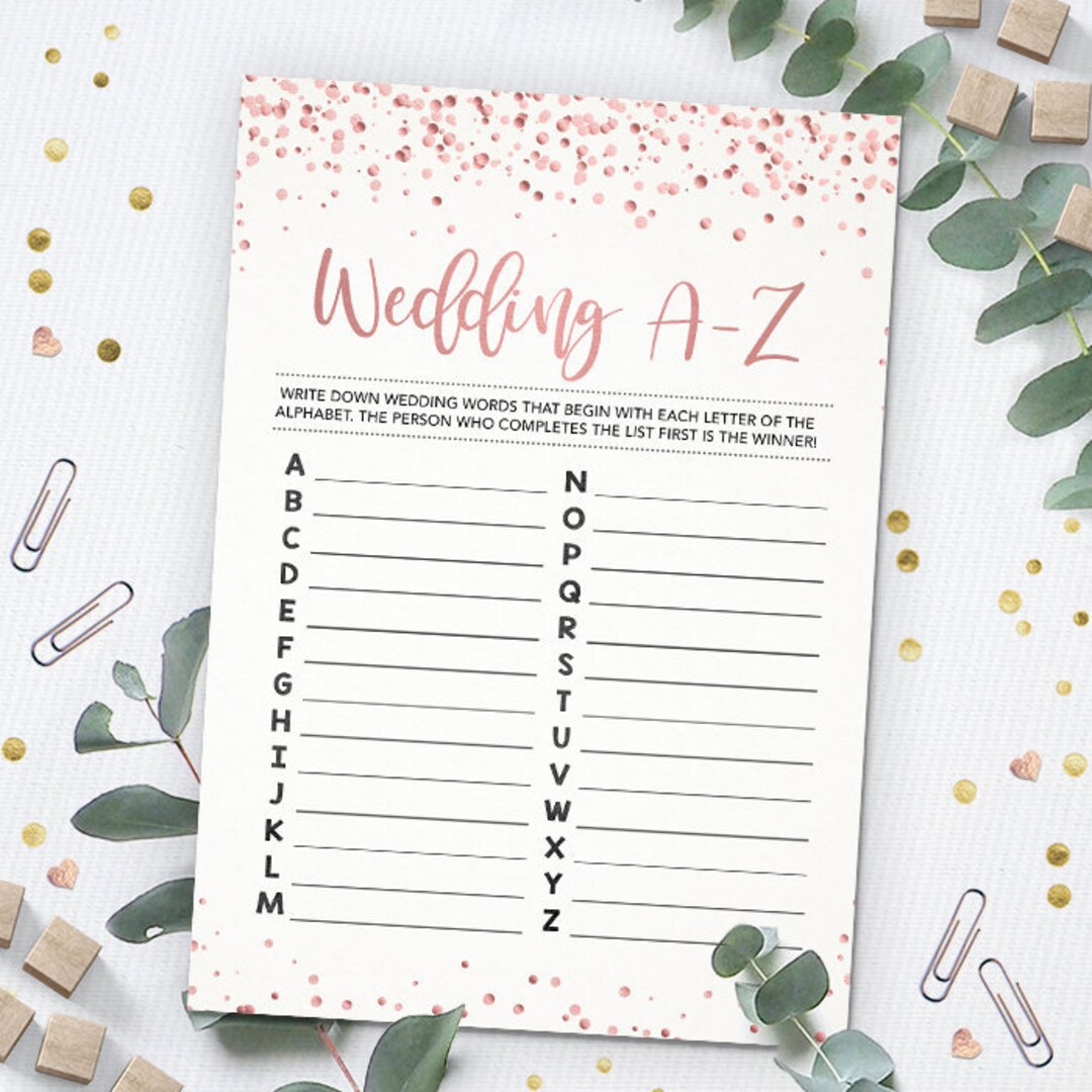 Wedding A-Z Game, Bridal Shower Games Printables, Bridal Shower Game ...