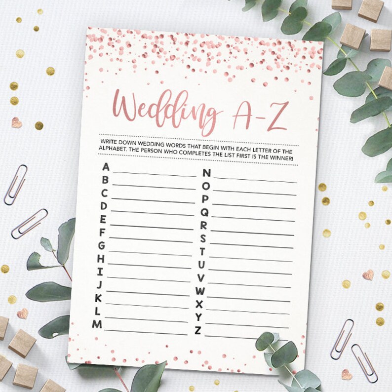 Wedding A-Z Game Bridal Shower Games Printables Bridal | Etsy