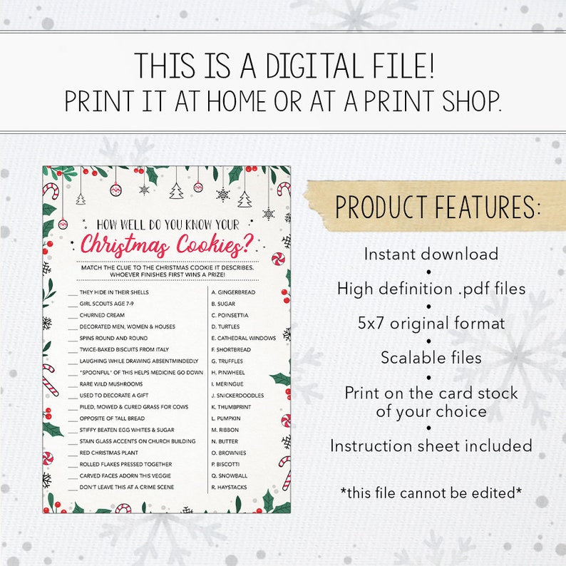 How Well Do You Know Your Christmas Cookies Cookie Game Etsy