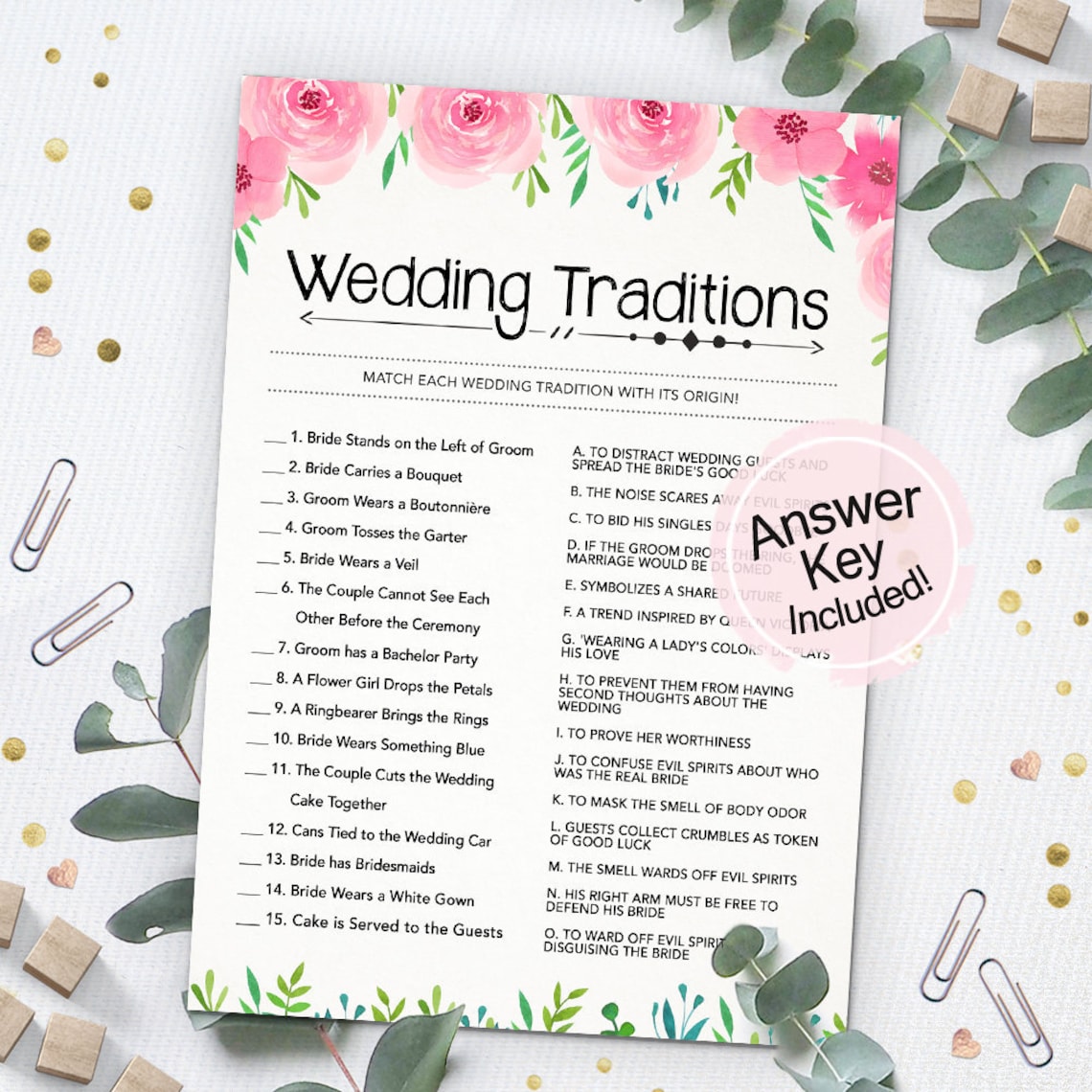 Wedding Traditions Bridal Shower Games Printable Wedding Etsy