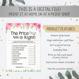 The Price is Right Bridal Shower Games Printable Wedding - Etsy