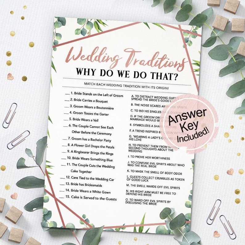 Wedding Traditions Bridal Shower Game Printable Bridal Etsy