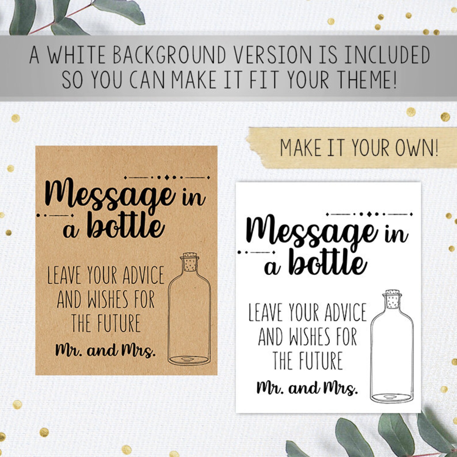 Message in a Bottle Sign Printable Wedding Sign Bridal - Etsy