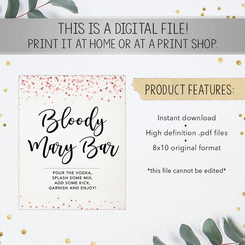 Bloody Mary Bar Sign Printable Sign Bridal Shower Decor - Etsy