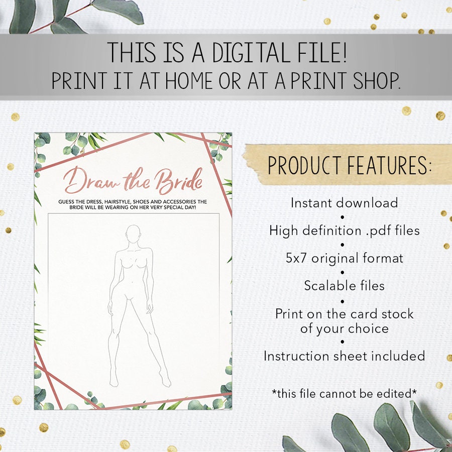 Draw the Bride Draw the Dress Printable Bridal Shower Game - Etsy Canada