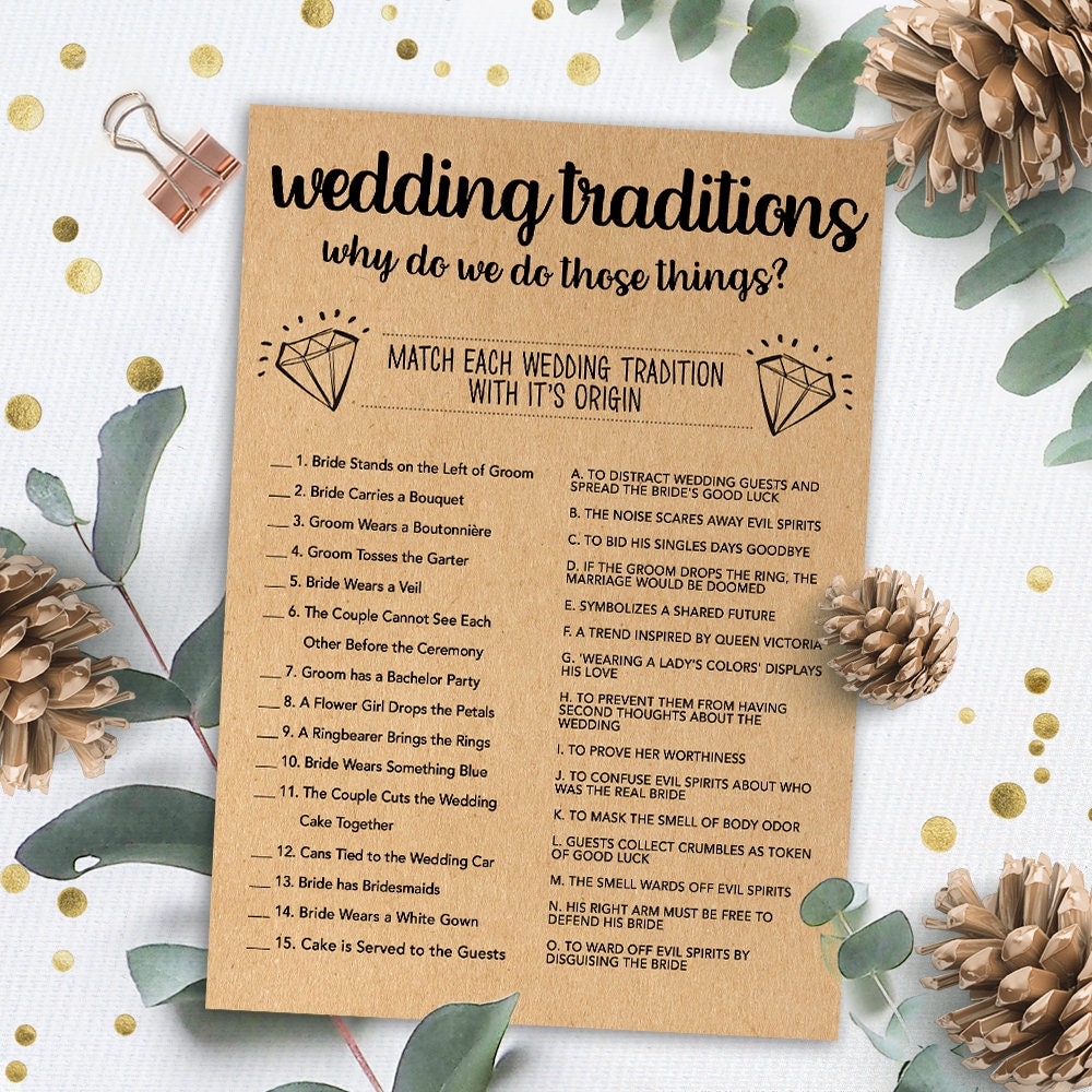 Wedding Traditions Game Bridal Shower Games Printable Bridal Etsy