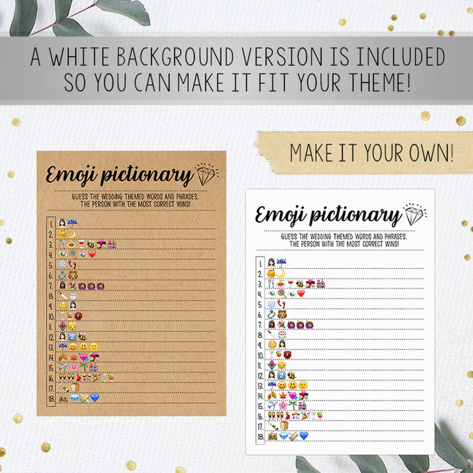 Bridal Emoji Game Bridal Shower Games Printable Bridal Etsy