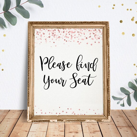 Please Find Your Seat Sign Printable Sign Bridal Shower | Etsy