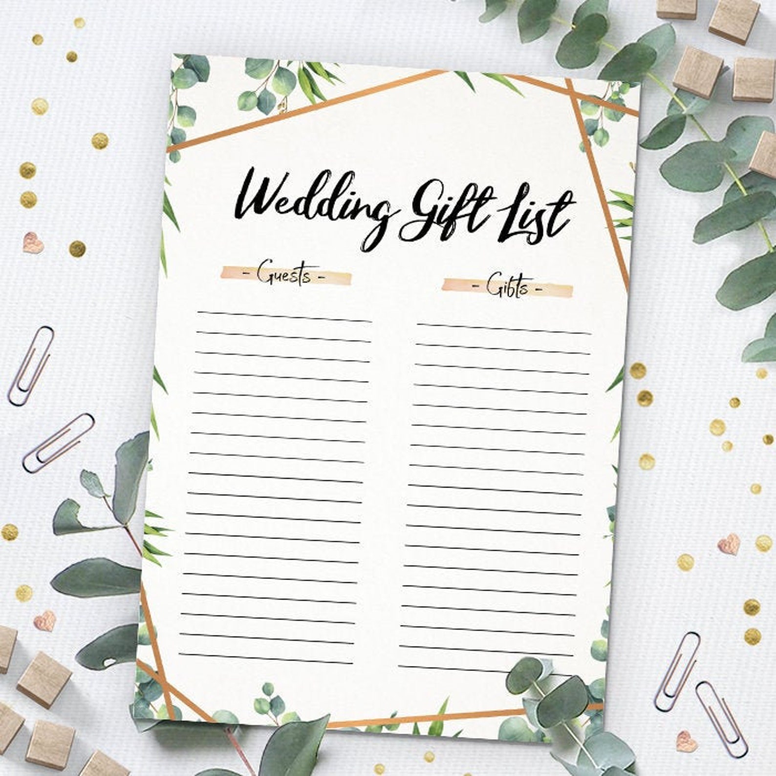 Wedding Gift List Bridal Shower Printable Bridal Shower | Etsy