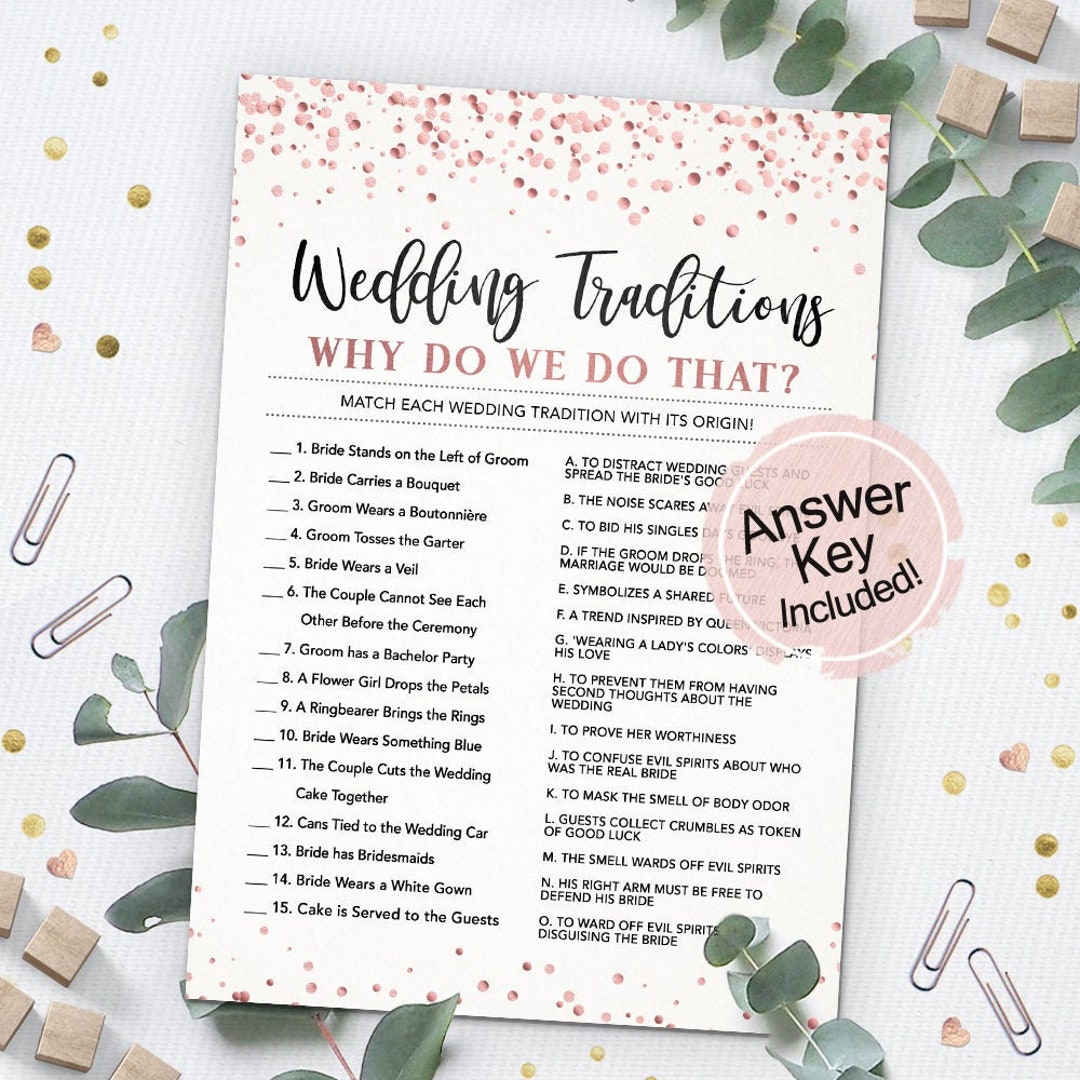 Wedding Traditions Game Bridal Shower Game Printable Bridal Etsy