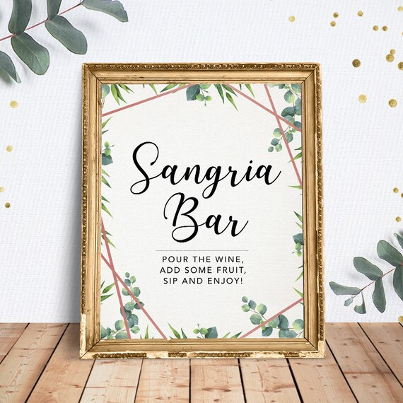 Sangria Bar Sign Printable Sangria Bar Bridal Shower Sign | Etsy