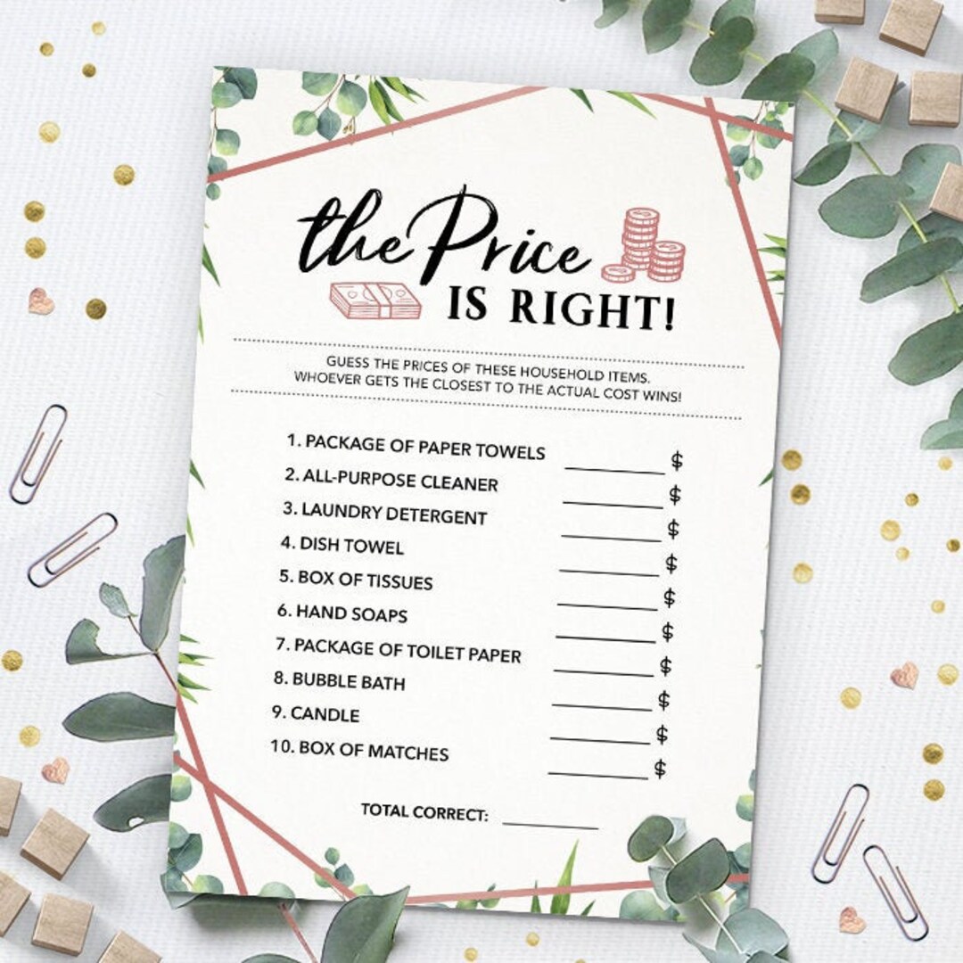 The Price is Right Bridal Shower Game Download Printable - Etsy