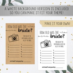 How Old Was the Bride Bridal Shower Games Printables Bridal - Etsy