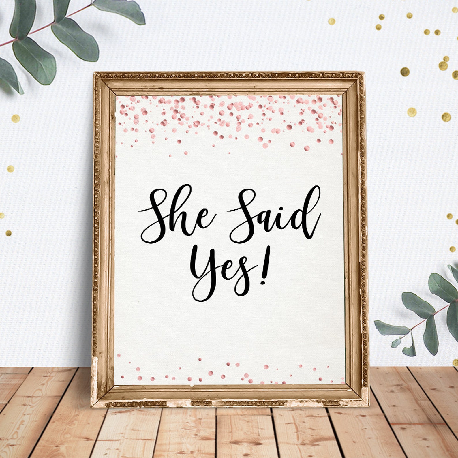 She Said Yes Sign Printable Sign Bridal Shower Decor Etsy