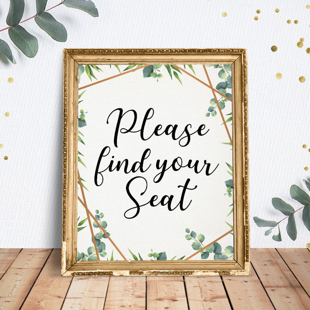 Please Find Your Seat Sign Printable Sign Bridal Shower - Etsy