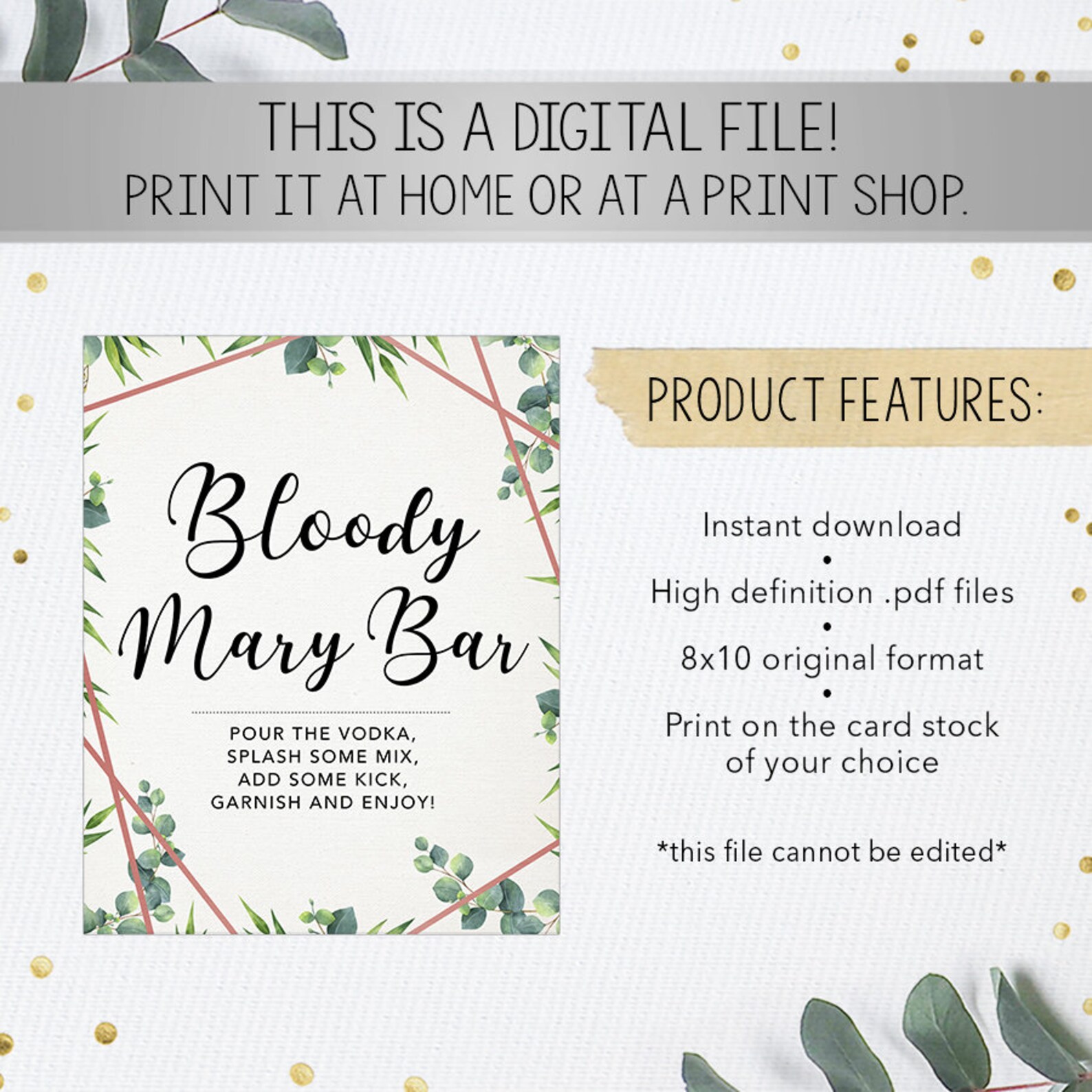 Bloody Mary Bar Sign 8x10 Instant Download Printable Sign - Etsy