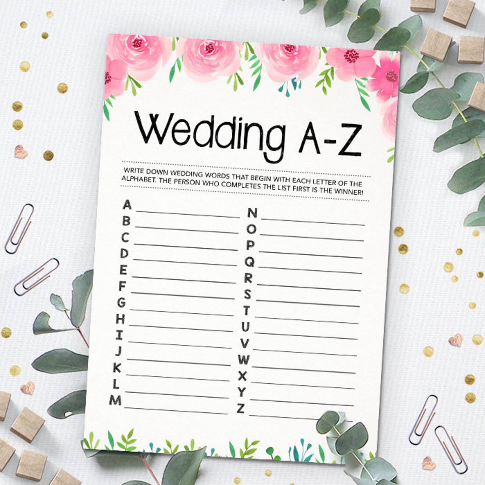 Wedding A-Z Game Bridal Shower Games Printables Bridal - Etsy Australia