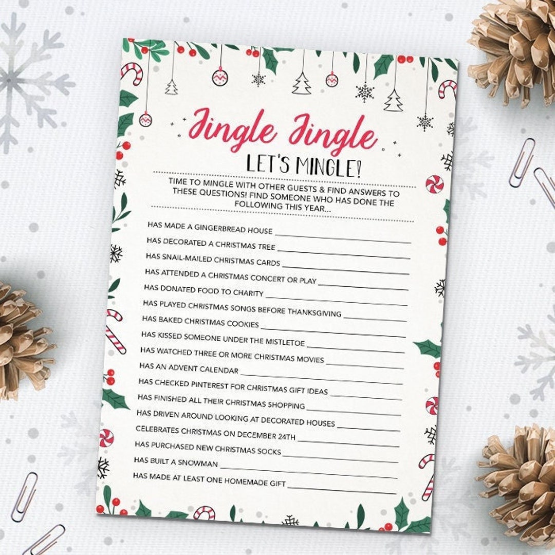 Jingle Mingle Let's Mingle, Holiday Guess Game, Christmas Game ...