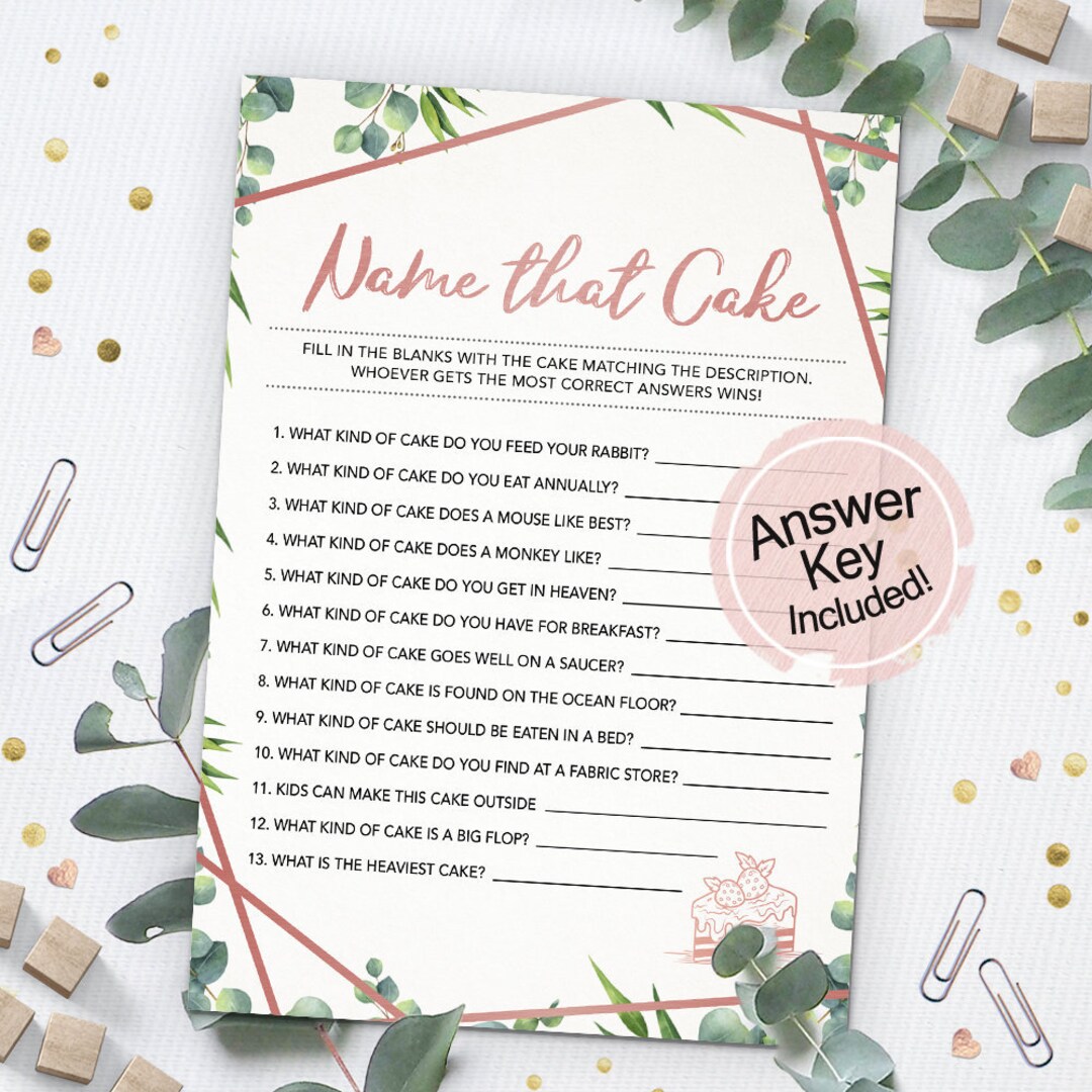 Name That Cake Printable Bridal Shower Game Instant - Etsy