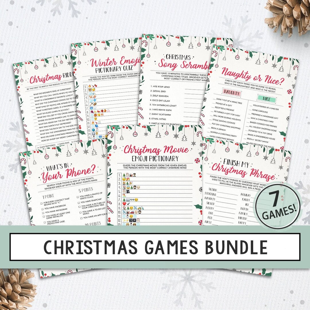 Bundle of 7 Christmas Games Christmas Printable Games - Etsy
