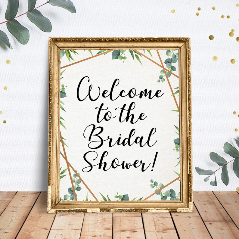 Greenery and Gold Sign Printable Sign Bridal Shower Sign Welcome to the Bridal Shower Sign Instant Download Bridal Shower Decor