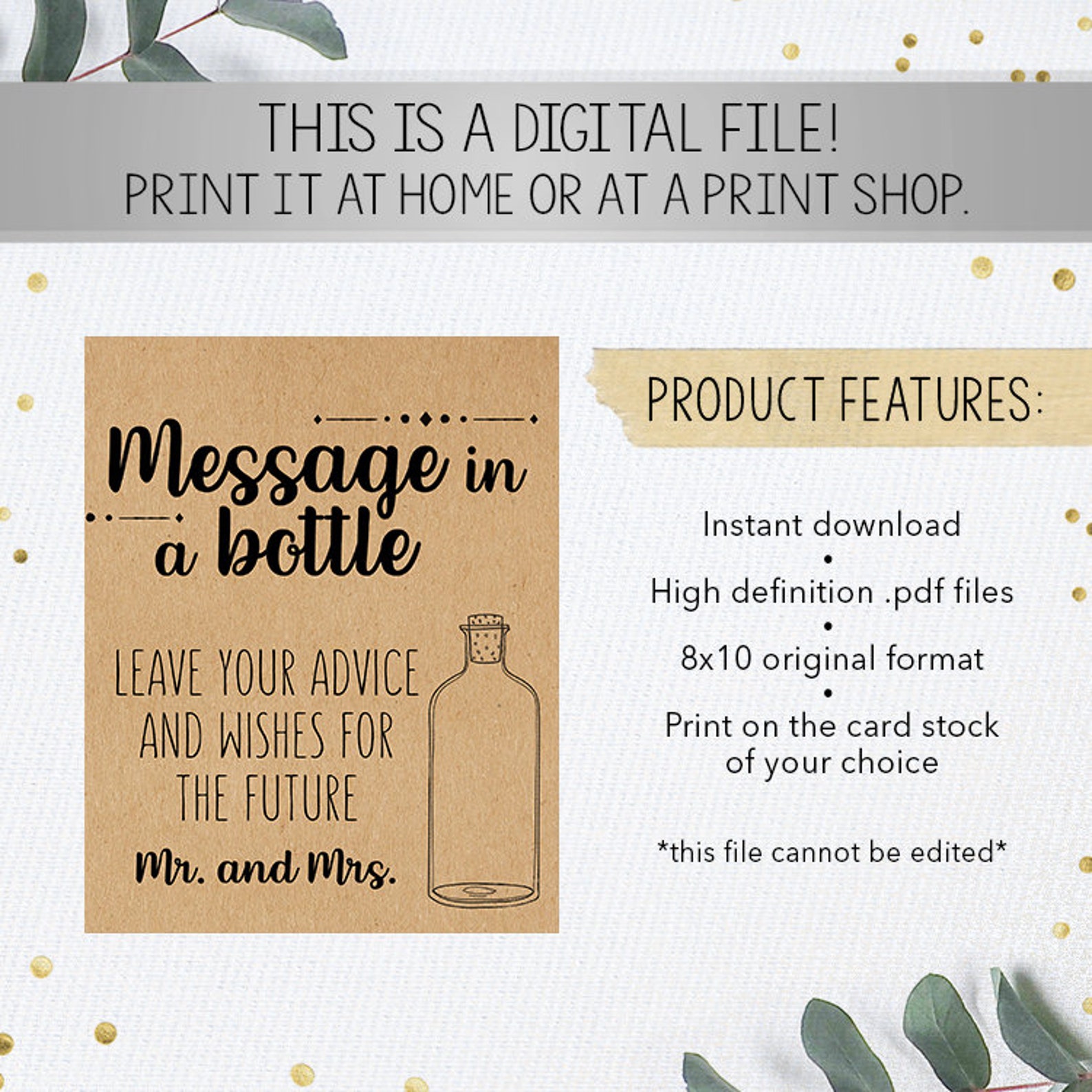 Message in a Bottle Sign Printable Wedding Sign Bridal - Etsy