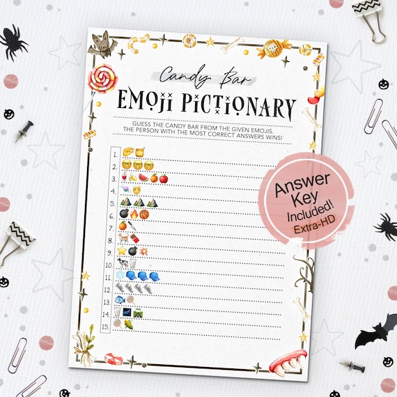 Halloween Candy Bar Emoji Pictionary Halloween Emoji Game Etsy Singapore