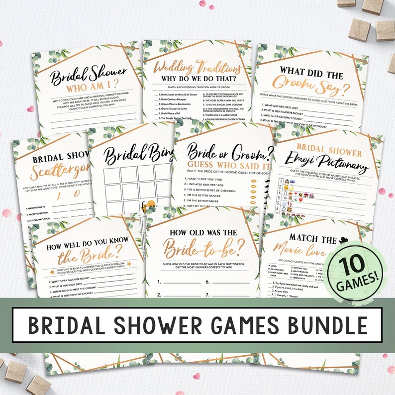 Shower Game Bundle Bridal Shower Games Printable Bridal - Etsy