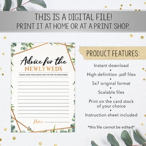 Advice for the Newlyweds Advice Cards Bridal Shower Game - Etsy