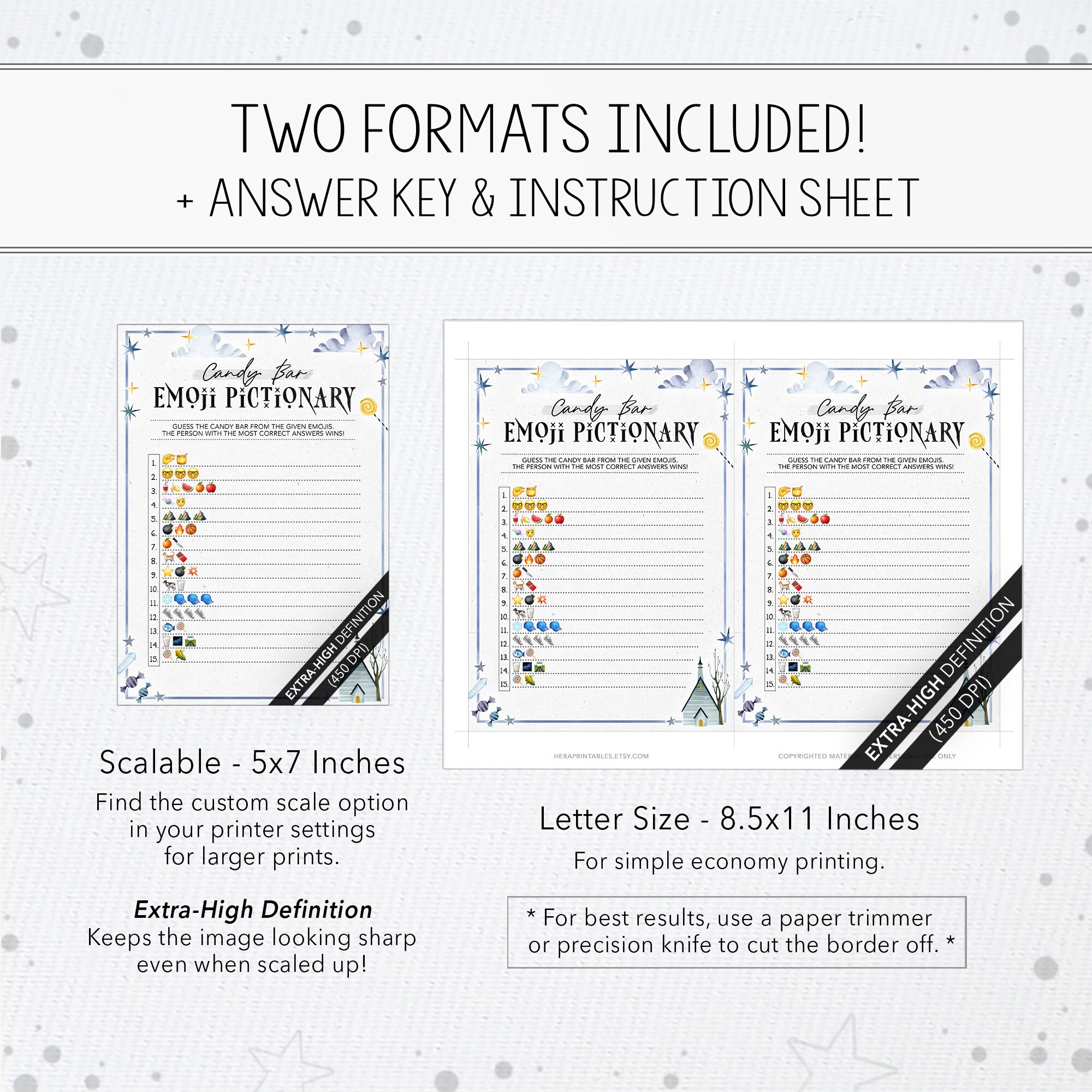 Candy Bar Emoji Pictionary Game Halloween Emoji Pictionary Etsy