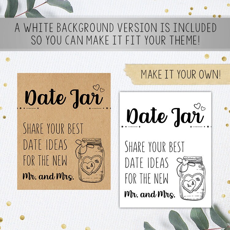 Date Jar Sign Printable Wedding Sign Bridal Shower Sign - Etsy