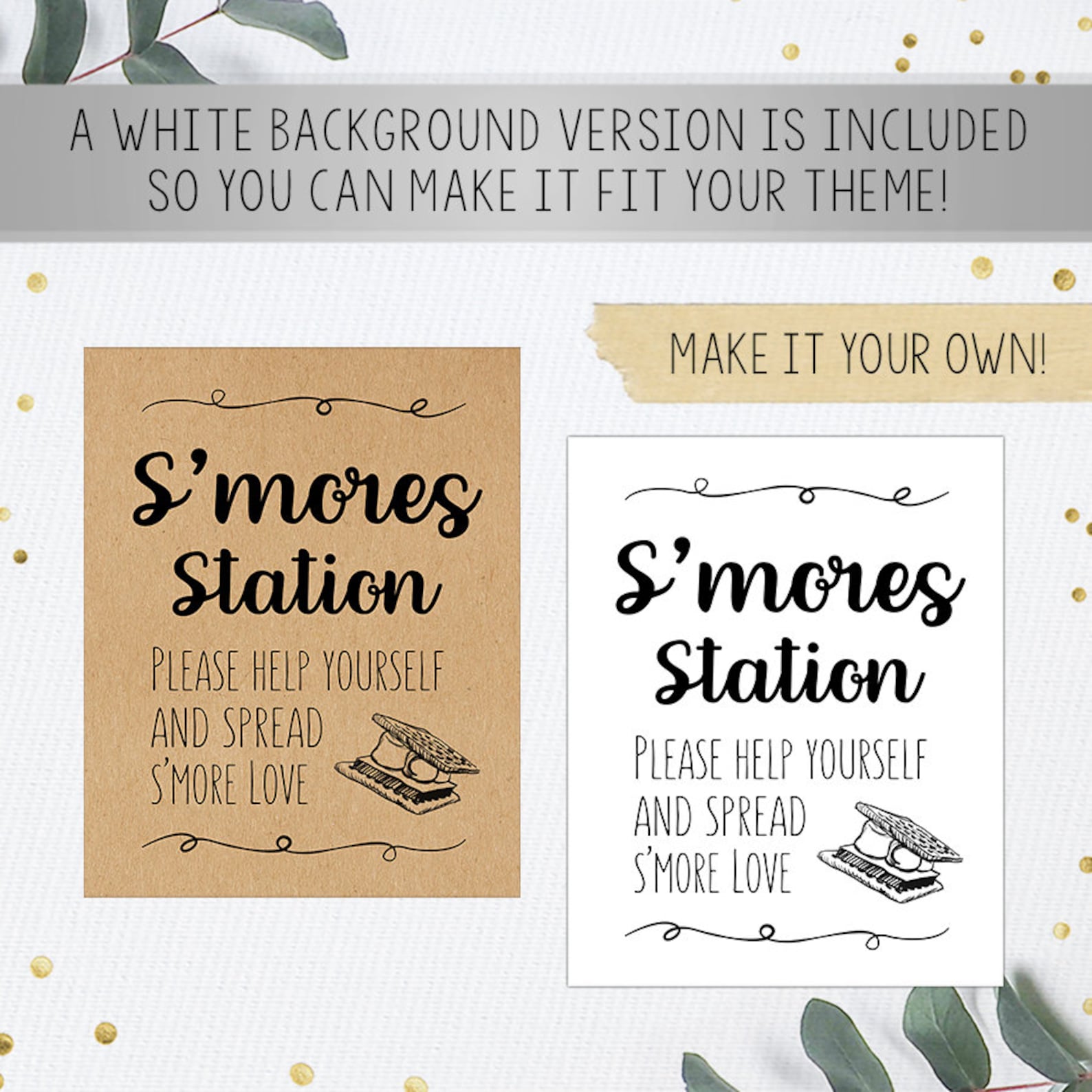 S'mores Station Sign Smores Bar Sign Printable Wedding | Etsy