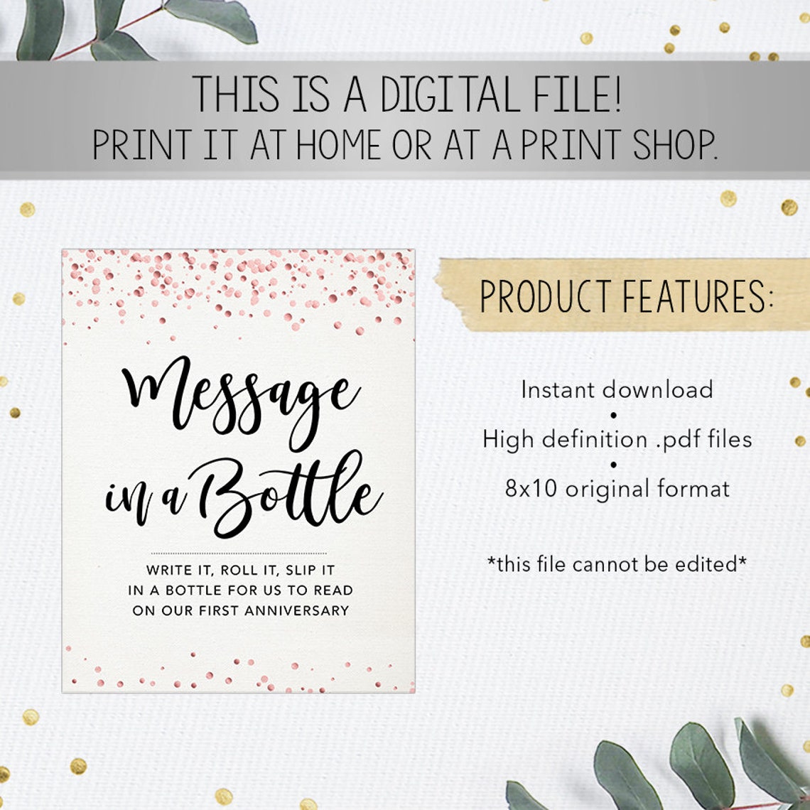 Message in a Bottle Printable Sign Bridal Shower Decor - Etsy