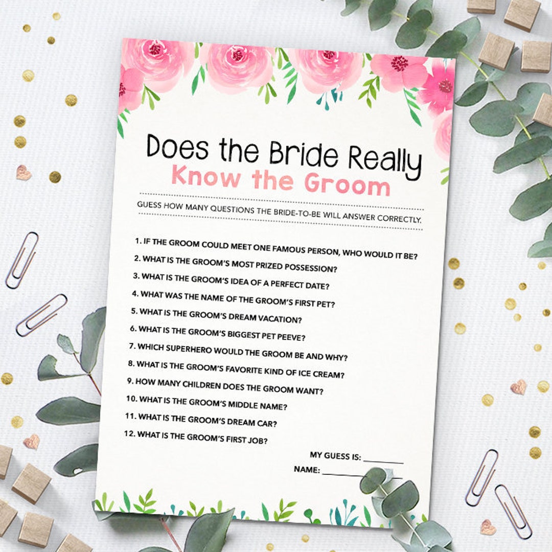 Does the Bride Really Know the Groom Printable Bridal Shower Etsy