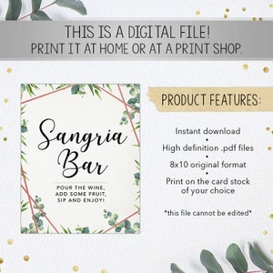 Sangria Bar Sign Printable Sangria Bar Bridal Shower Sign - Etsy