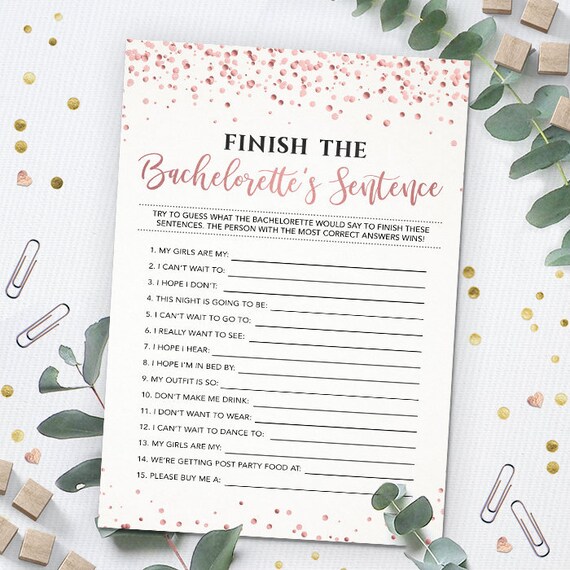 Finish the Bachelorette's Sentence Printable Bridal - Etsy