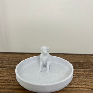 Dog Ring Holder Adorable Pet themed Organizer Dog Ring Stand with Dog Ring Dish Design for Unique Jewelry Display RingTray (A) Marble