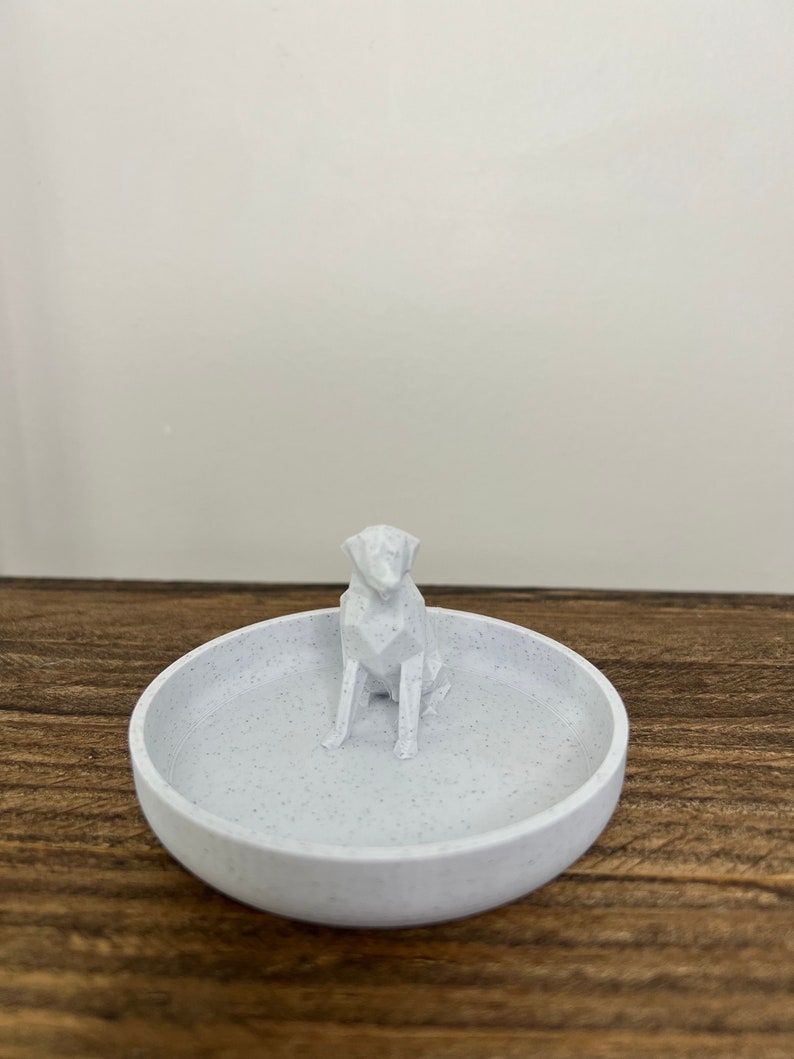 Dog Ring Holder Adorable Pet themed Organizer Dog Ring Stand with Dog Ring Dish Design for Unique Jewelry Display RingTray (A) Marble