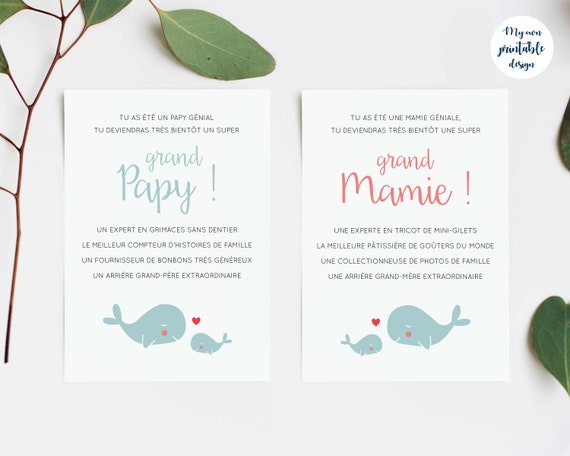 Cartes Annonce Grossesse Arriere Grand Parents A Imprimer Etsy