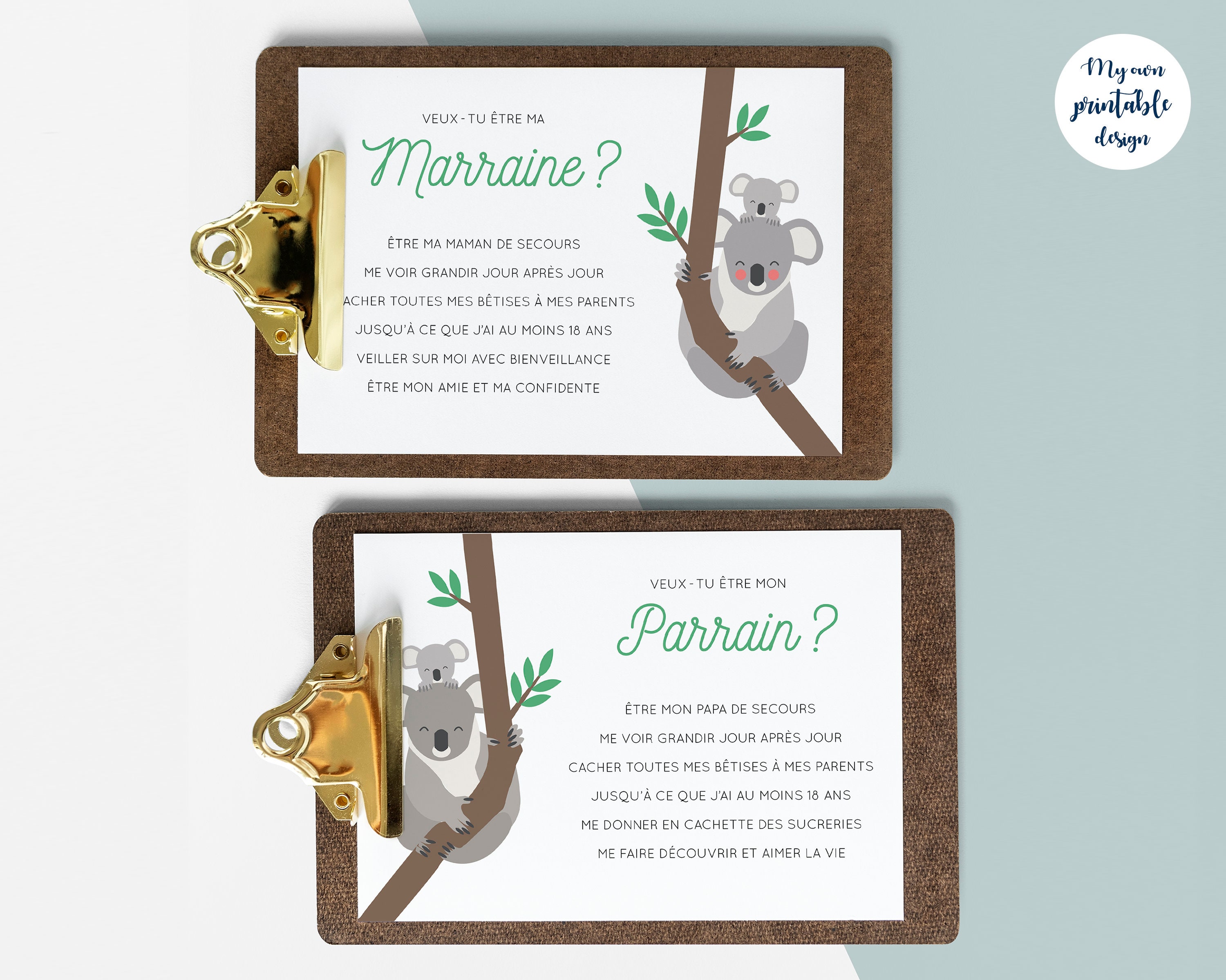 Cartes Demande Parrain Marraine A Imprimer Etsy