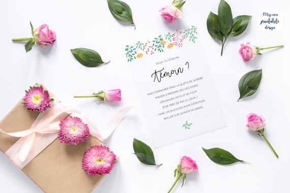 Carte Demande Temoin Mariage A Imprimer Etsy