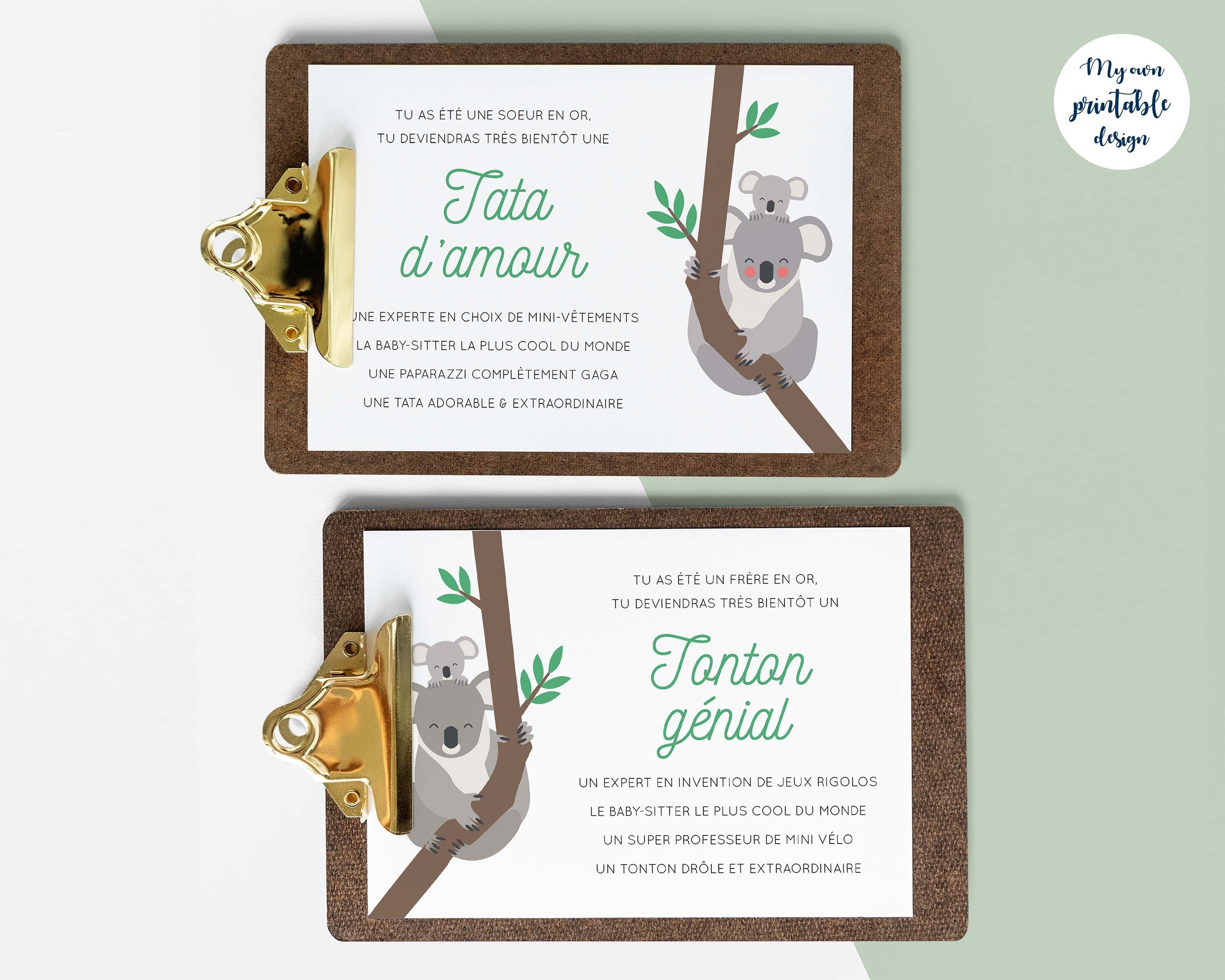 Cartes Annonce Grossesse Tata Tonton A Imprimer Etsy Australia