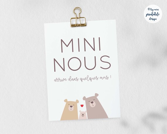 Carte Annonce Grossesse Mini Nous A Imprimer Etsy