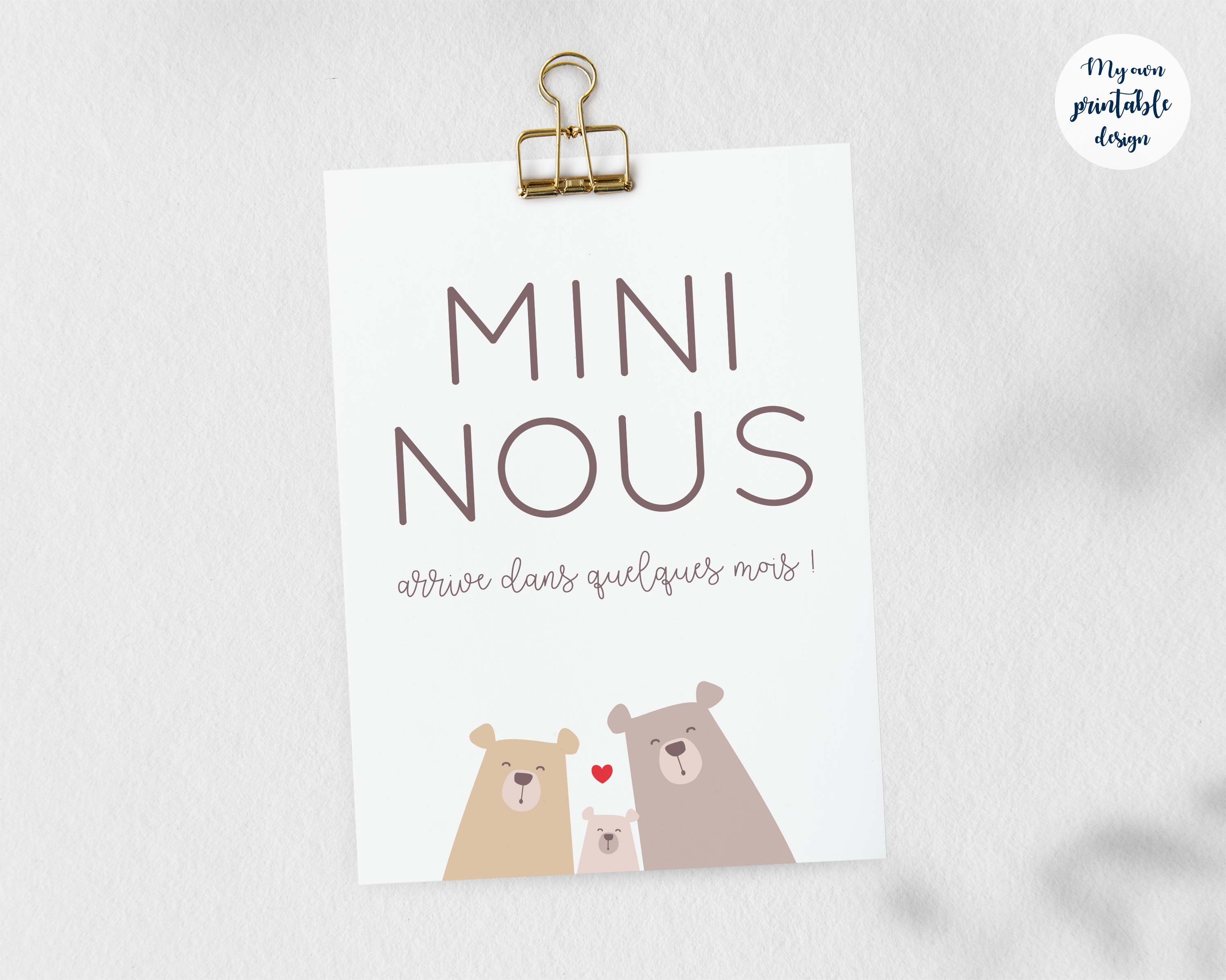 Carte Annonce Grossesse Mini Nous A Imprimer Etsy