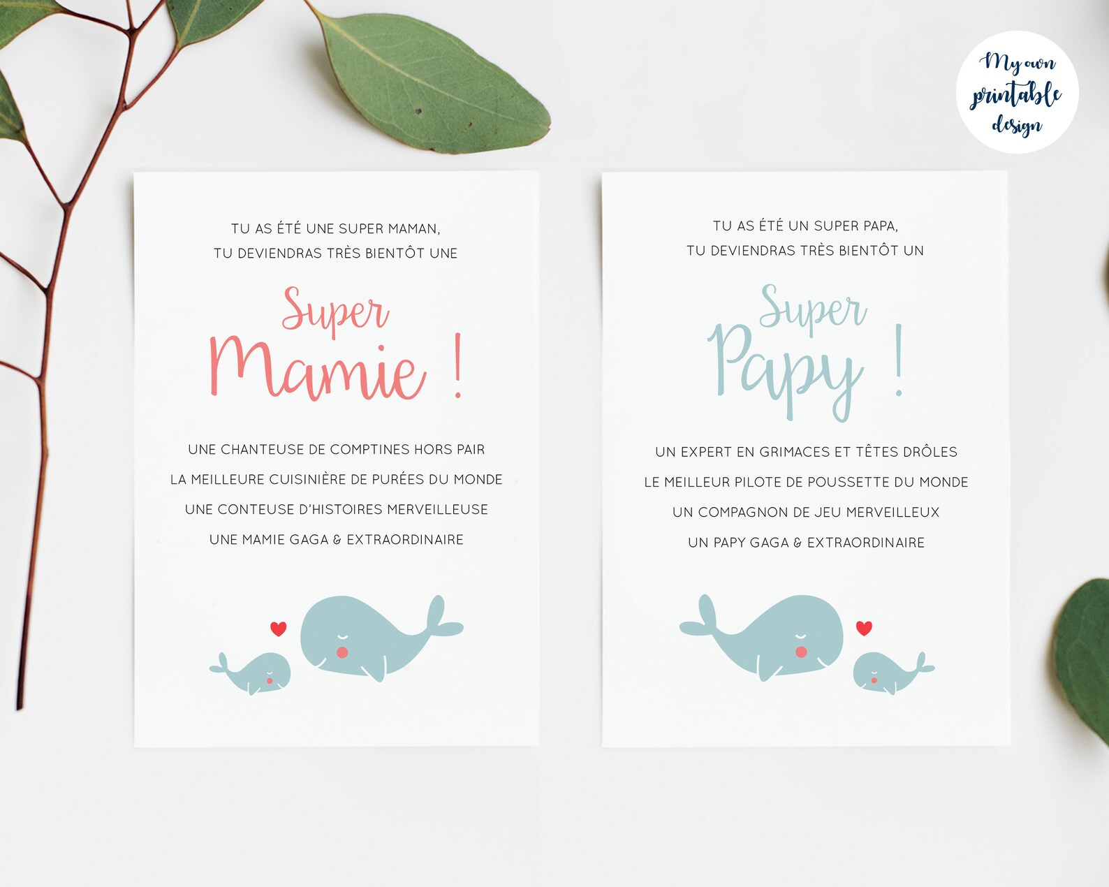 Cartes annonce grossesse grand-parents à imprimer | Etsy