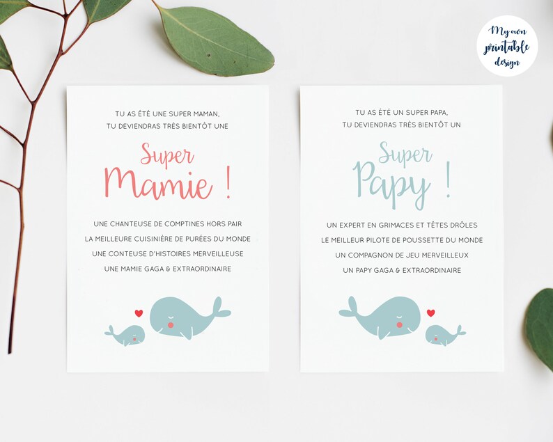 Cartes annonce grossesse grand-parents à imprimer | Etsy