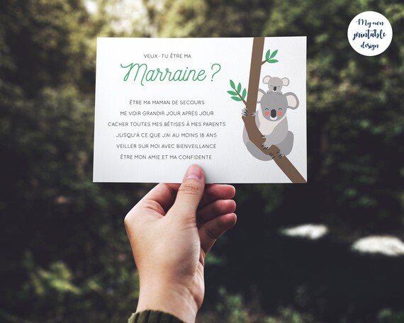 Cartes Demande Parrain Marraine A Imprimer Etsy